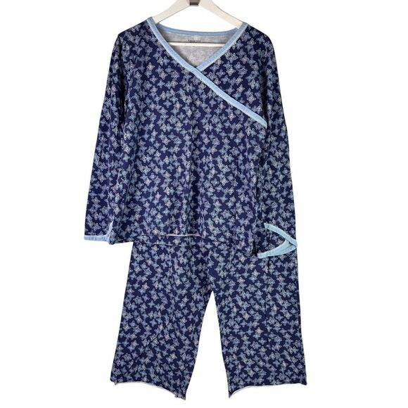 Garnet Hill Medium Asian Style Pajama set Crop Cut - Picture 1 of 9